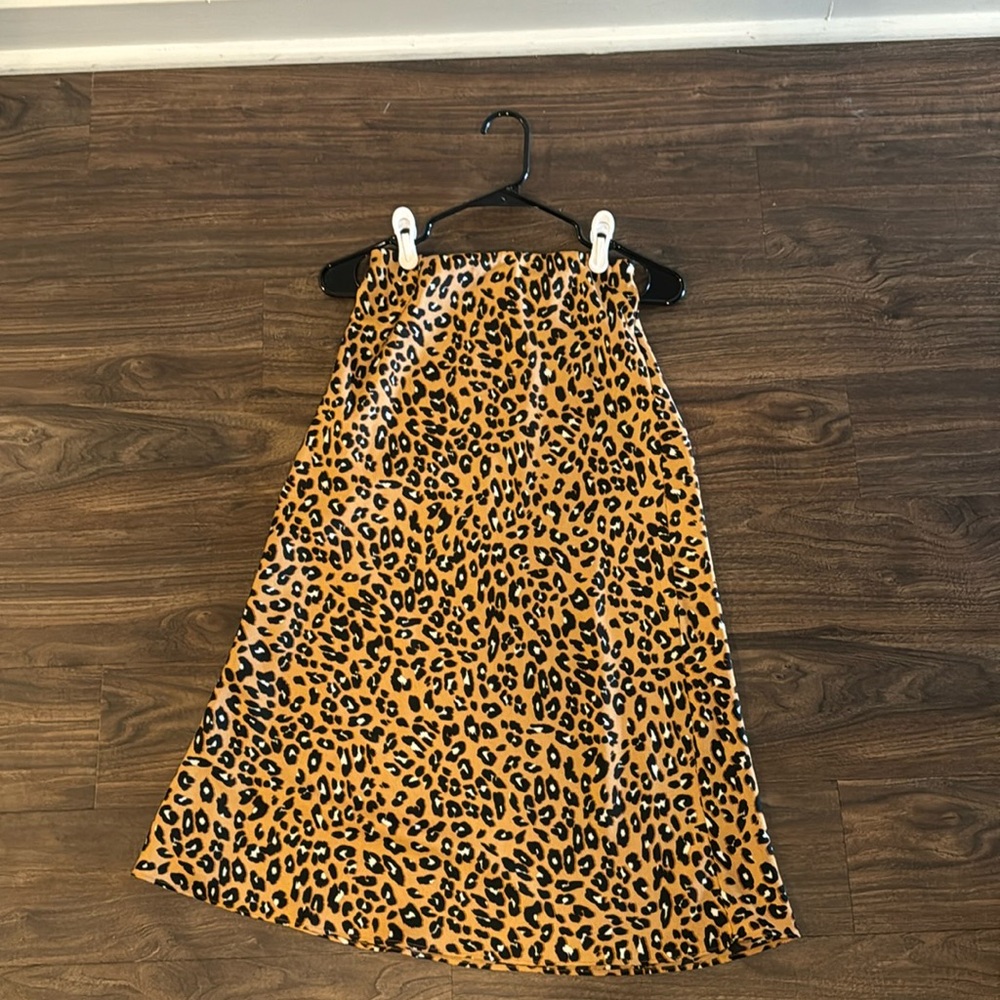 Nastygal cheetah print ankle length skirt